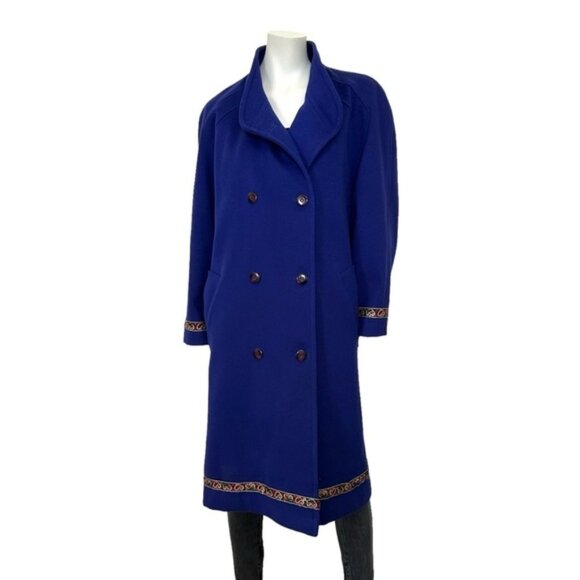 London Fog Vintage Wool Jewel Toned Purple Oversized Long Coat Jacket - Picture 5 of 15